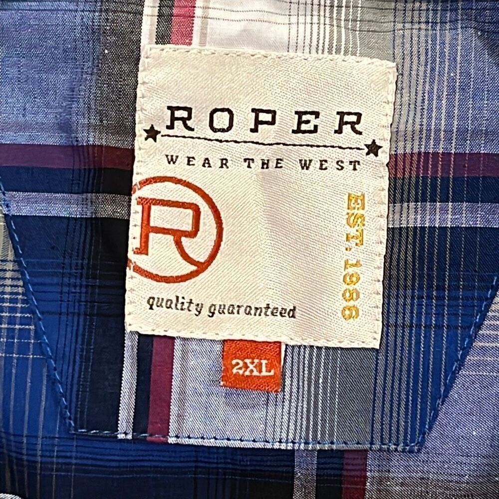 Roper Blue Plaid Button Front 2XL - Picture 4 of 5